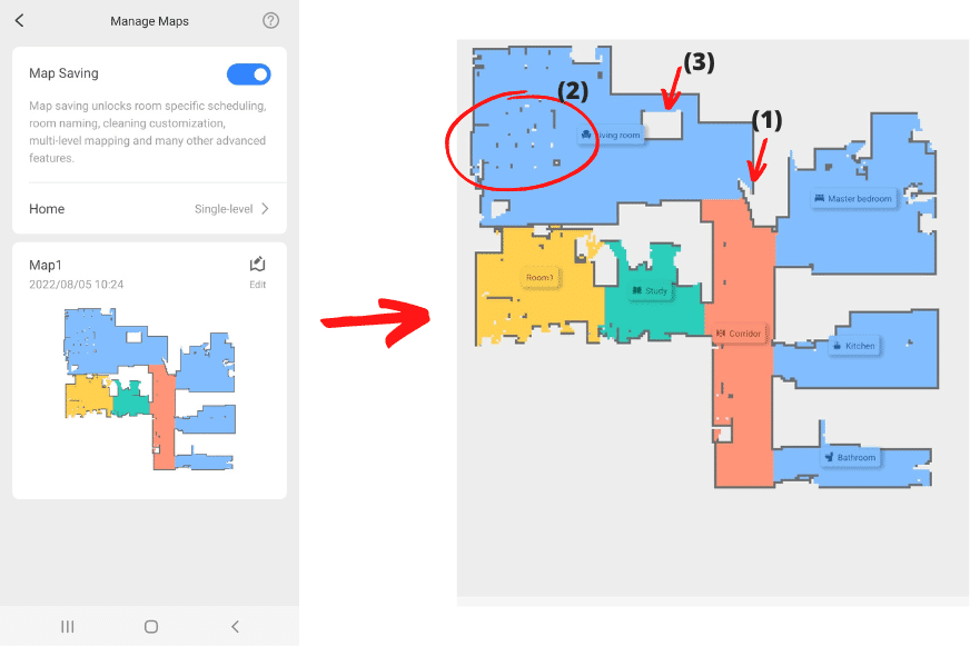 The detail of Roborock S7 Pro Ultra apartment map is visible.
